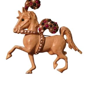 Gold and Jewel-Accented Horse Brooch